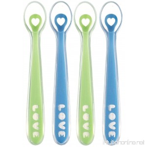 Munchkin 2 Pack Silicone Spoons (Pack of 2 - Total 4) Green/Blue - B00TX0BO2Q
